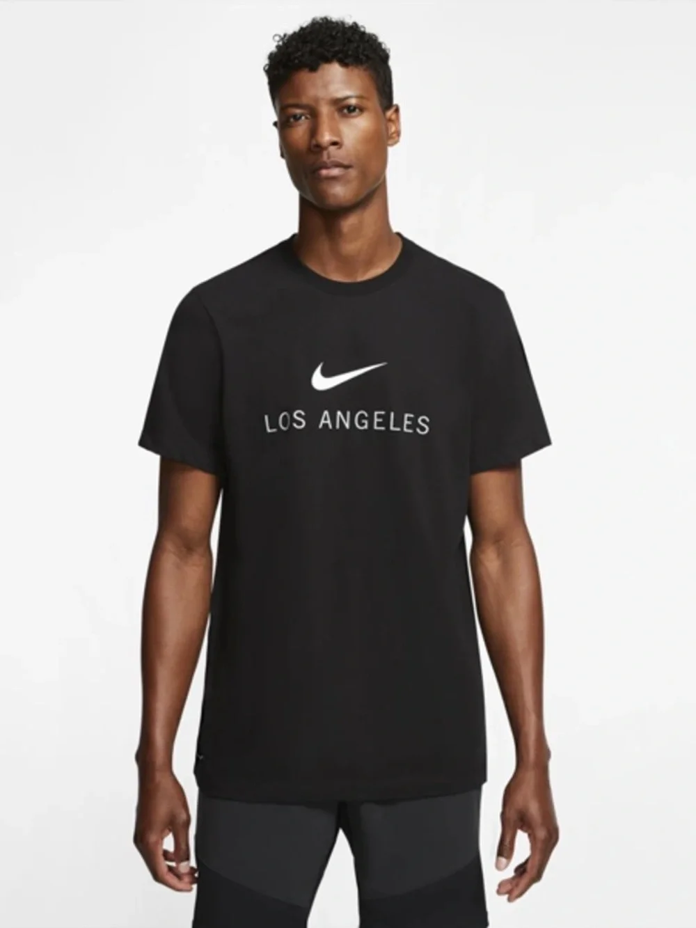 Nike Dri-FIT Los Angeles Swoosh Black Graphic Athletic T-Shirt Men’s L Athletic